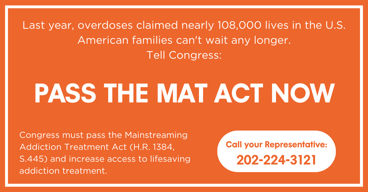 PursueCare joins organizations to call on Congress to pass the MAT Act.